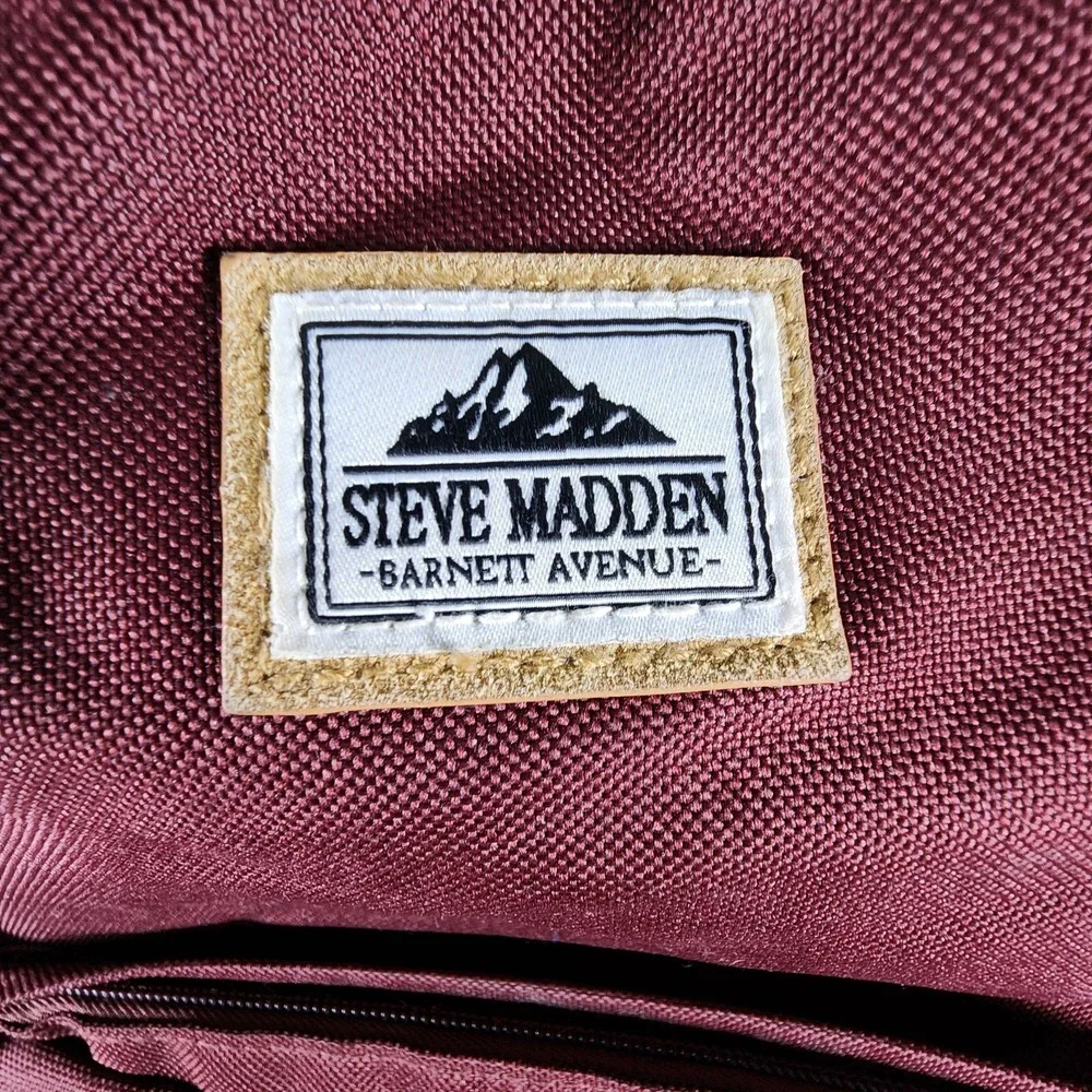 Steve Madden Classic Sport Backpack Oxblood Burgundy‎ Tan Base School Travel